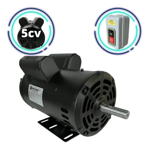 comprar Motor Eberle Monofásico 5cv 2 Pólos Alta Rotação Com Chave 