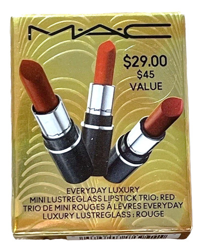 Mac Lipstick Mini Kit Con 3 Pzas Tamaño Viaje En Caja