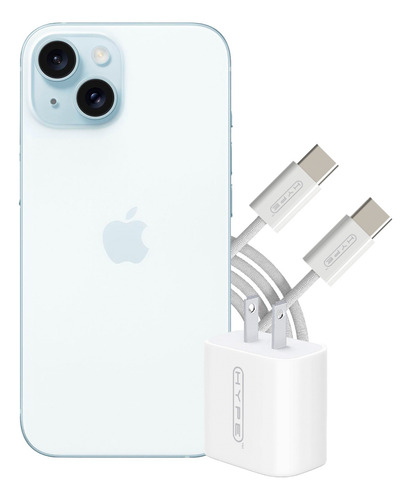 Apple Iphone 15 Azl + Adaptador De Corriente Usb-c Con Cable Azul