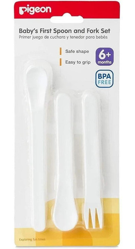 Cubiertos Para Bebe Pigeon 2 Cucharas Y 1 Tenedor 6m+