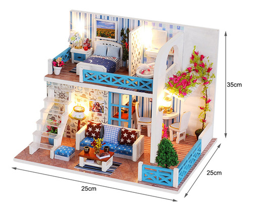 Kit De Casa De Muñecas Para Bricolaje Con Muebles Y Led, Reg
