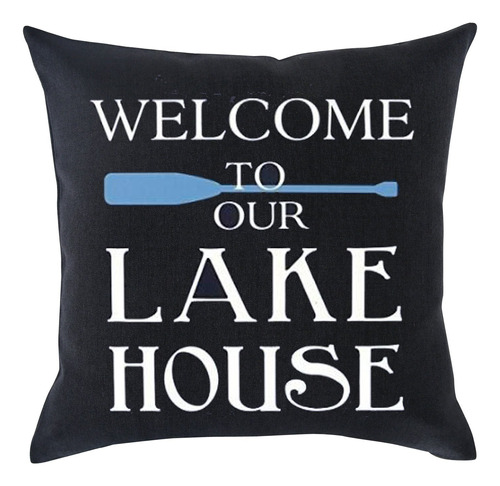 Welcome To Our Lake House - Funda De Cojin De Algodon Y Lino
