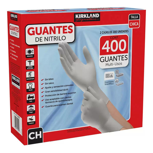 Guantes Desechables Antideslizantes Kirkland Nitrilo 400 Pza