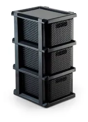 Comprar Gaveteiro Plastico Rattan 03 Gavetas Com Rodizio Preto no Mercado Livre