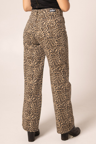 Pantalon Wide Leg Recto Animal Print Mujer