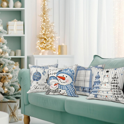 Juego De 4 Fundas De Almohada De Navidad Para...