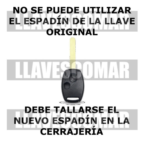 Imagen 2 de 2 de Llave Honda Carcasa Control Civic Fit City Crv 3 Botones