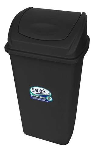 Bote De Basura 80l Tapa Balancín Frontal Color Negro