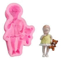 Comprar Molde Silicona Bebe Niña Con Osito Fondant Porcelana Fría