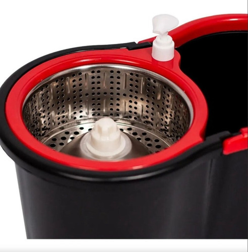 Balde Mopa Centrifugo Tambor Acero Inox Negro