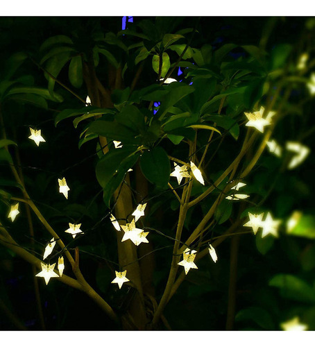 Guirnalda De Luces Solares Con Forma De Estrella, Funciona P