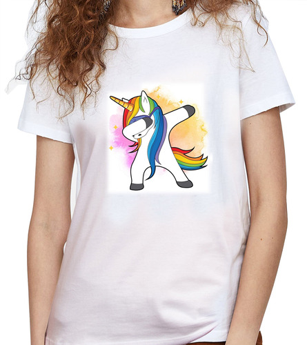 Camiseta Dama Estampada unicornio De Colores Mujer