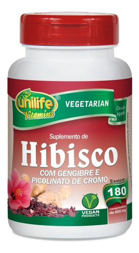 Kit 2 Hibisco Com Gengibre 180 Comprimidos Unilife