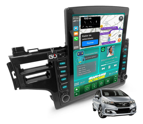 Multimídia Tesla Octacore 4+64gb Android 14 Fit Lx 2015-21