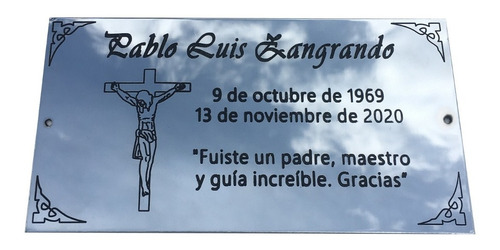 Imagen 5 de 10 de Placa Cromada Funeraria, Cementerio, Nicho, Lapida, 20x10cm