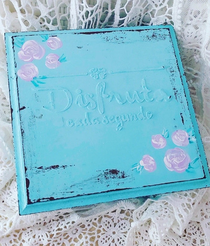 Caja De Te Madera 4 Divisiones Pintada A Mano