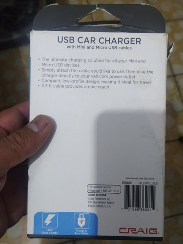 Craig Usb Coche Cargador Con Tipo C Y Micro Usb Blanco