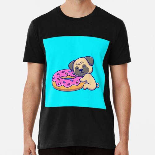 Remera Lindo Pug Abrazando Donut Dibujos Animados Vector Ico