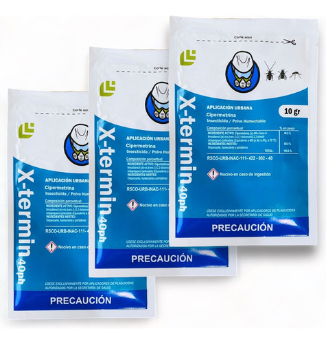 X-termin 3 Sobres 10grms Mata Chinches, Cucarachas, Hormigas