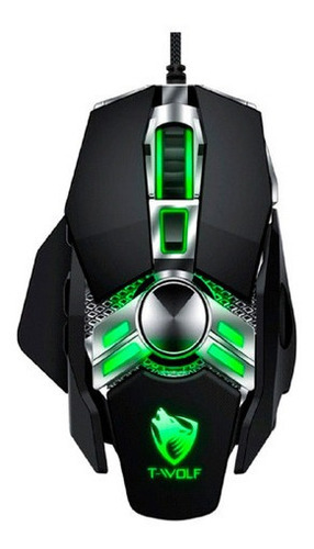 Mouse Gamer Cableado T-wolf V10 6400dpi Peso Ajustable Color Negro