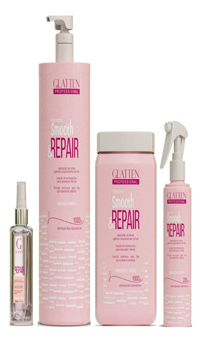 Glatten Smooth & Repair Shampoo E Máscara E Leave-in E Sérum