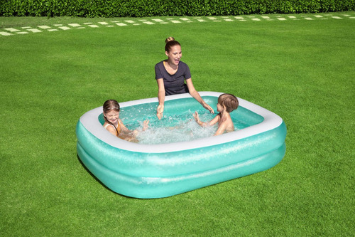Imagen 8 de 8 de Pileta Inflable Rectangular 54005 Azul 201x150x51cm Bestway