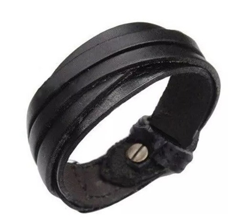 Bracelete Masculino Couro Legítimo 24,5cm Pulseira