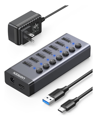 Adaptador Hub 7 Puertos Usb 3.0 Interruptor Individual Carga