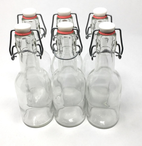 Botella Vidrio 250ml Tapa Abatible Con Sello Goma (x10 Unid)