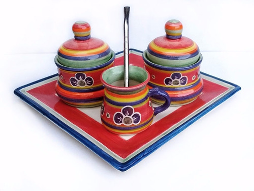 Juego De Mate Con Bandeja Ceramica Artesanal Huasimanta