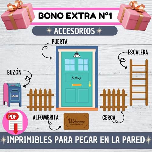 Kit Imprimible Ratón Pérez. Certificado/cartas/sobres/puerta