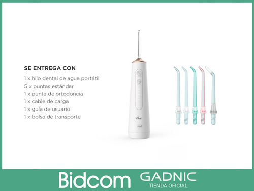 Imagen 8 de 10 de Irrigador Bucal Gadnic Inalambrico Blanqueador 5 Modos