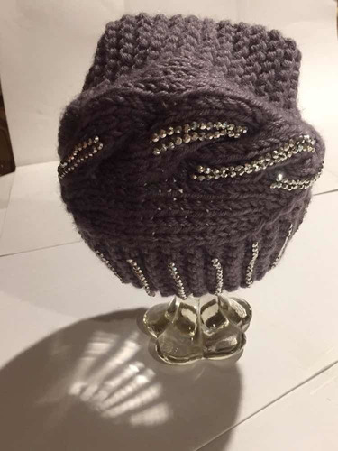 Gorro Lila Tejido Con Pedrería Fashion Para Mujer Nuevo