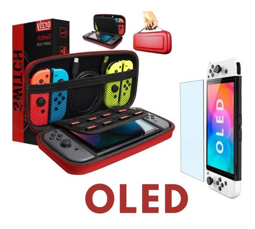 Kit 2-1 Funda Nintendo Switch + Vidrio Templado Oled 9h