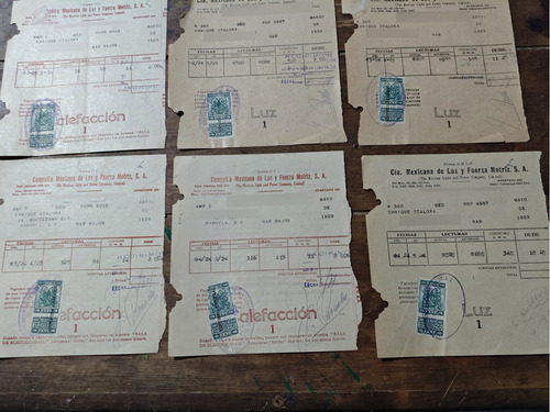 Documento Recibos De Luz Antigüos De Los Años 20 (Usado)