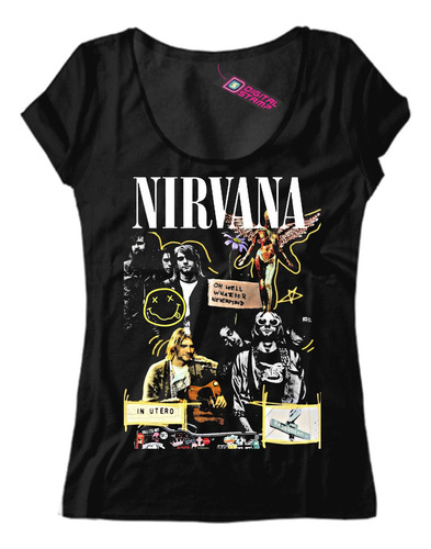 Remera Mujer Nirvana Kurt Cobain In Utero Mb37 Dtg Premium