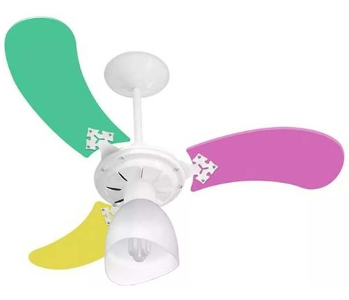 Ventilador De Teto Baby Colors Feminino Branco 3 Pás 220v