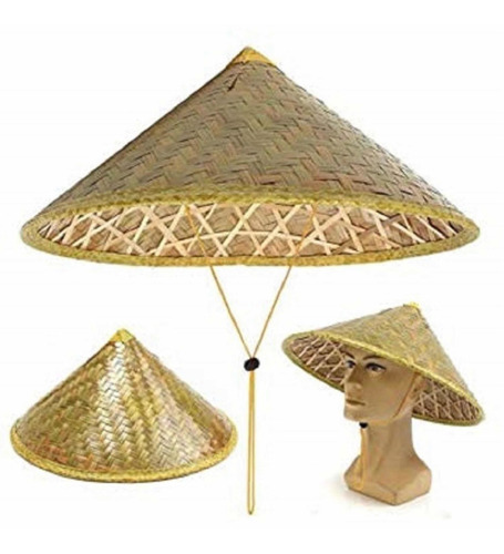 Sombrero Chino Bambu Tejido Fiesta China Oriental Hora Loca