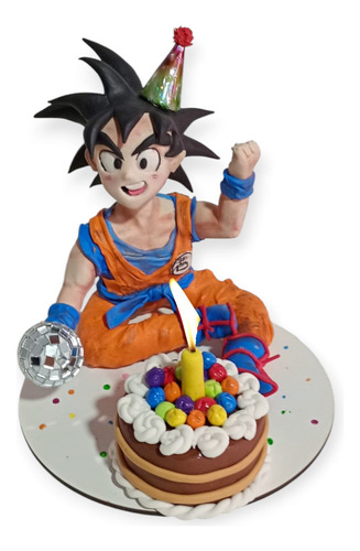 Adorno Para Torta Vela Goku Azul Goku
