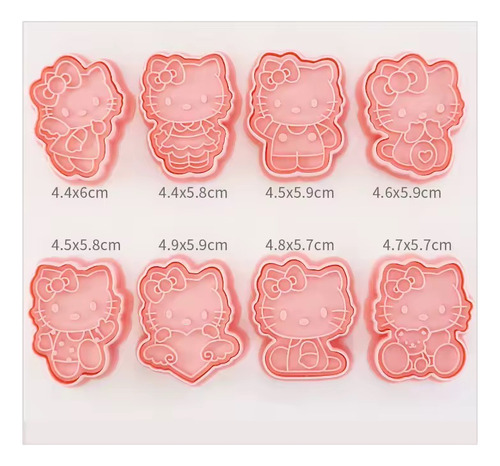 Cortador De Galletas Hello Kitty 8 Pzas Rosa