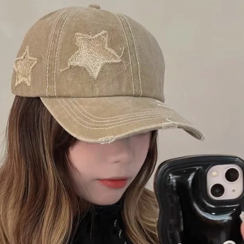 Gorra Mujer Bordado Gastado Estrella Inversionesjt Caqui Regulable