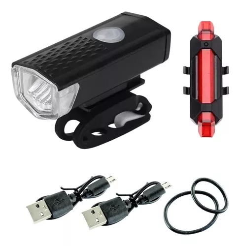 Kit de Luces LED Recargables, Frontal y Posterior para Bicicleta-AQY-0108A