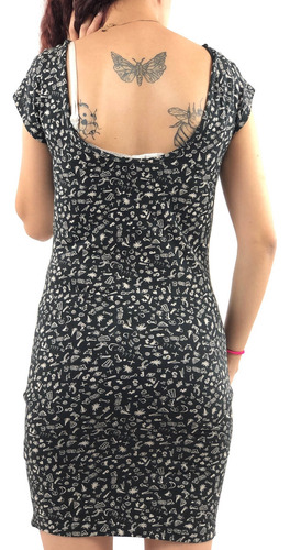 Vestido Sin Marca De Color Gris Talle S (Usado)