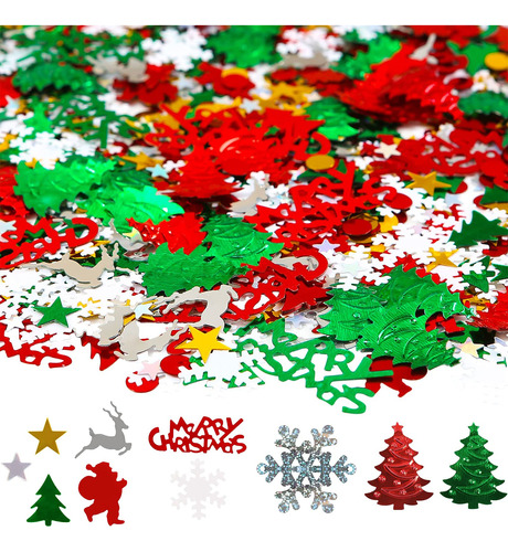 Confeti Navidad 3.5 Onza Mesa Purpurina Copo Nieve Papa Noel
