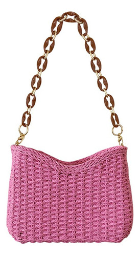 Bolso De Hombro Tejido De Paja For Mujer, Bandolera