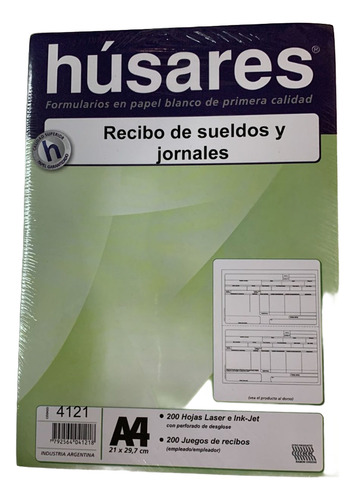 Recibo De Sueldos Y Jornales 4122 Húsares A4 200 Hojas X2