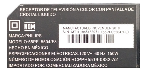 Tarjeta Main Philips 55pfl5504/f8 T.ms6586.u782 (Usado)