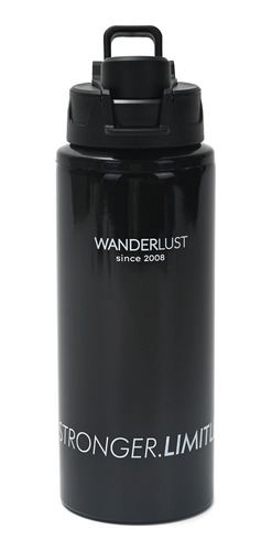 Botella Deportiva Aluminio Con Pico Wanderlust Negra 750 Ml