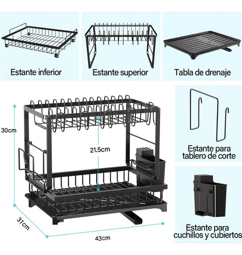 Plato De Drenaje Profesional Para Platos Y Cubiertos, Estante De Almacenamiento Para El Fregadero, Cocina, Con Drenaje