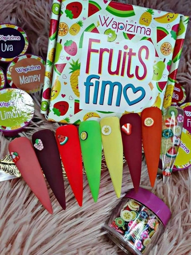Colección Fruit Fimo De Wapizima. 8 Acrílicos 
